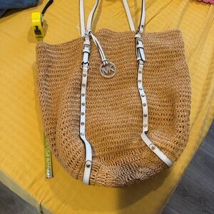 MICHAEL KORS MK WOVEN STRAW BEACH RAGIA TOTE Summer bag purse